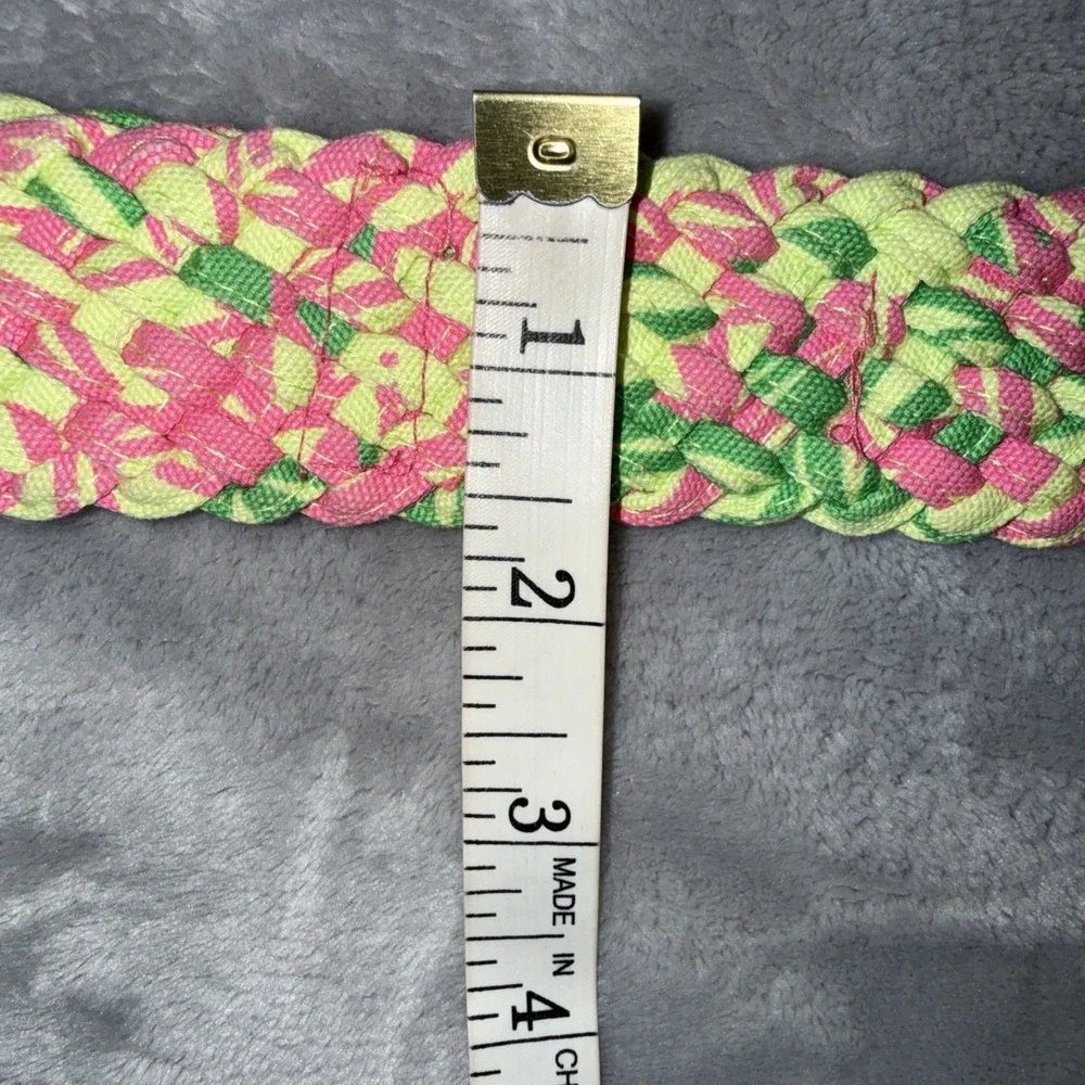 Lilly Pulitzer Multicolor Pink Green Belt Tortoise Buckle Size XL Colorful